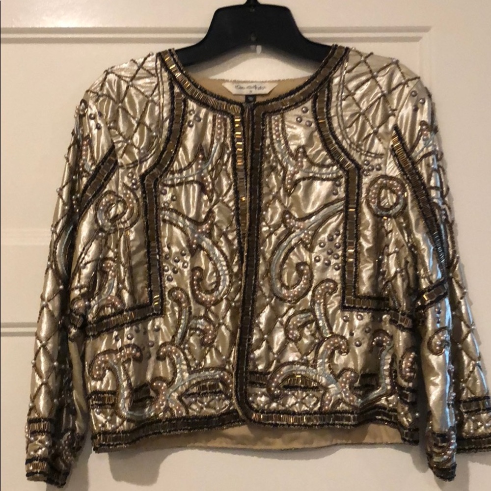 Champagne beaded jacket British sz 12 fits us 4-6